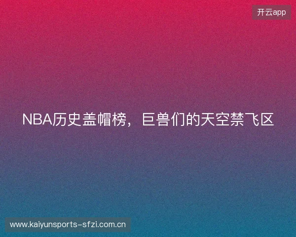 NBA历史盖帽榜，巨兽们的天空禁飞区
